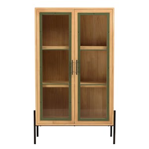 Vaisselier bois clair et contour vert BAGAN